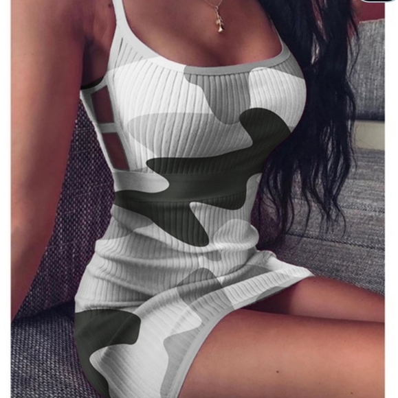 Dresses & Skirts - Grey Camo cut out mini dress